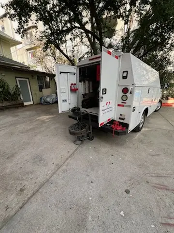 Magnet Plumbing service vehicle on-site for Water Heater Repair in Mission
